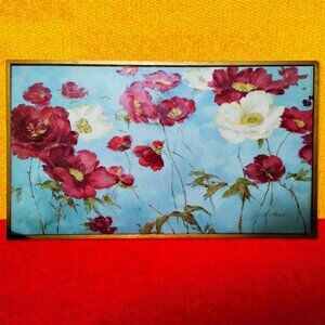 “Crimson Blossoms” Original Abstract Oil Painting – Fabrice de Villeneuve